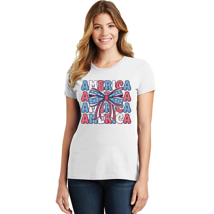 Coquette American Flag 4th Of July Women's T-Shirt