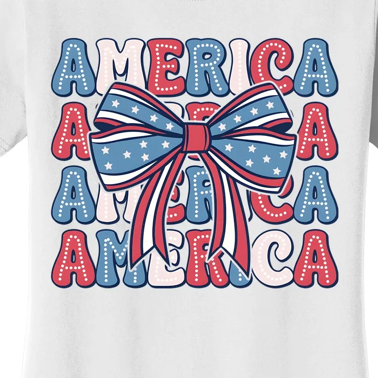 Coquette American Flag 4th Of July Women's T-Shirt