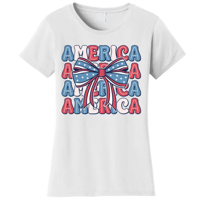 Coquette American Flag 4th Of July Women's T-Shirt