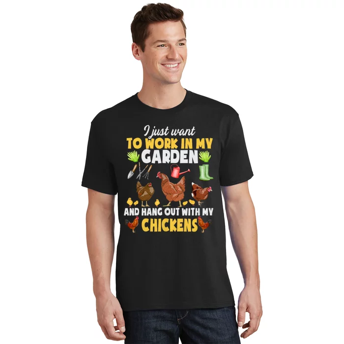 Chicken Animal Farm Garden For Farmer Gardening T-Shirt