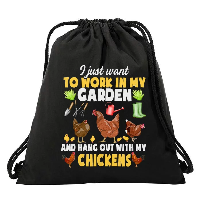 Chicken Animal Farm Garden For Farmer Gardening Drawstring Bag