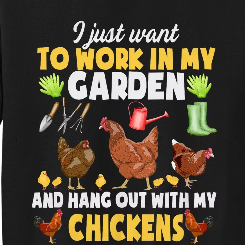 Chicken Animal Farm Garden For Farmer Gardening Tall Sweatshirt