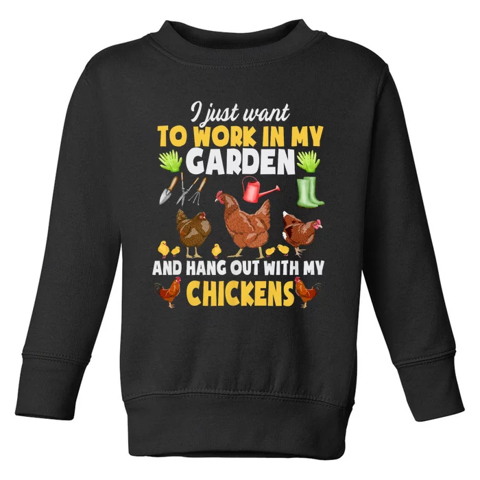 Chicken Animal Farm Garden For Farmer Gardening Toddler Sweatshirt