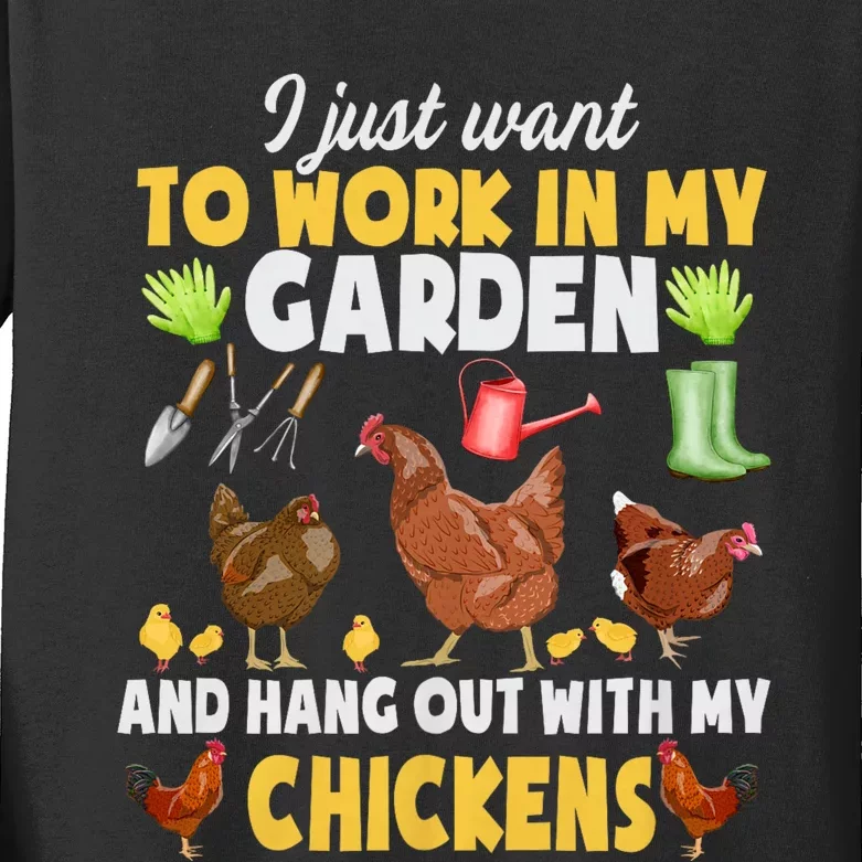 Chicken Animal Farm Garden For Farmer Gardening Kids Long Sleeve Shirt