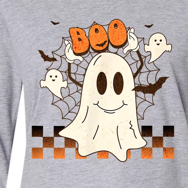 Cute And Funny Halloween Boo Ghost Womens Cotton Relaxed Long Sleeve T-Shirt