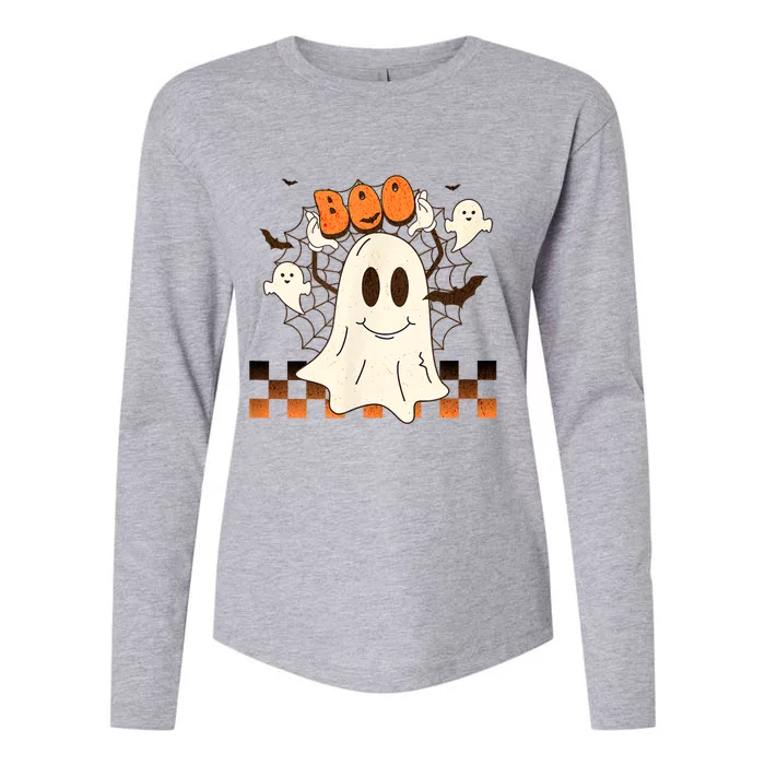 Cute And Funny Halloween Boo Ghost Womens Cotton Relaxed Long Sleeve T-Shirt