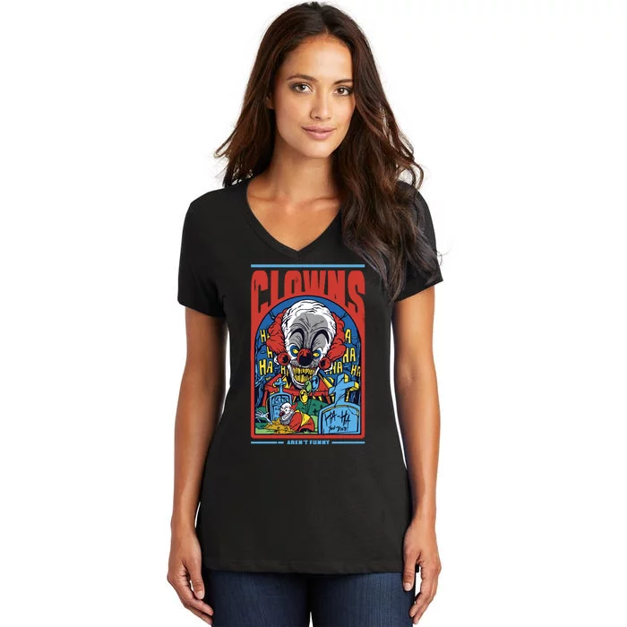 Clowns Aren't Funny Horror Women's V-Neck T-Shirt