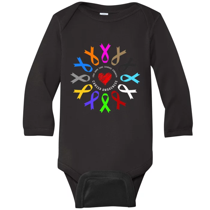 Cancer Awareness Fight Cancer Ribbon Baby Long Sleeve Bodysuit