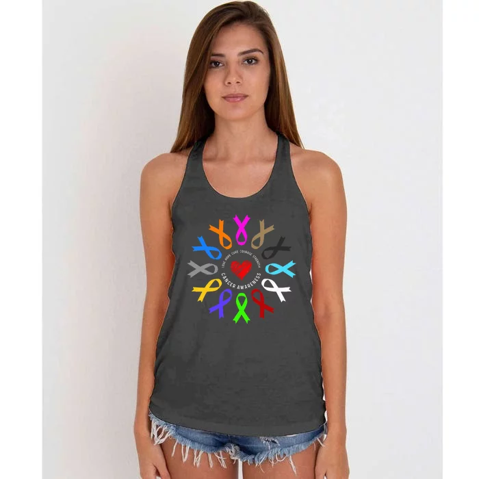 Cancer Awareness Fight Cancer Ribbon Women's Knotted Racerback Tank