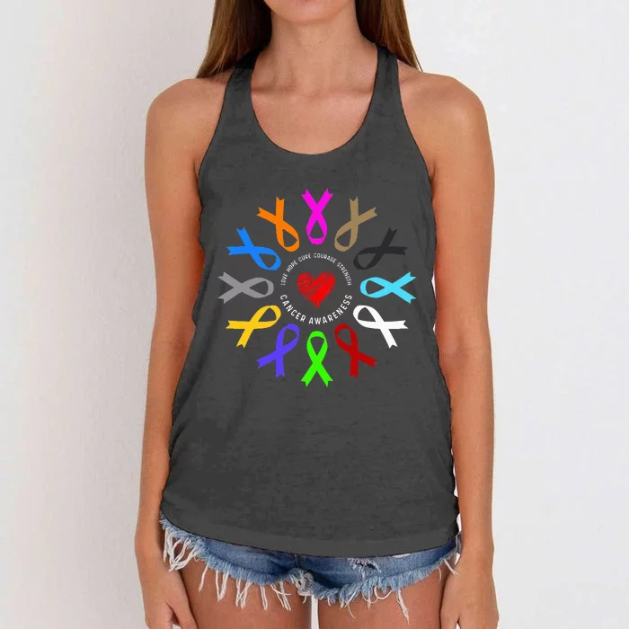 Cancer Awareness Fight Cancer Ribbon Women's Knotted Racerback Tank