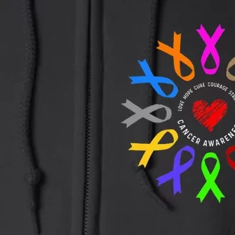 Cancer Awareness Fight Cancer Ribbon Full Zip Hoodie