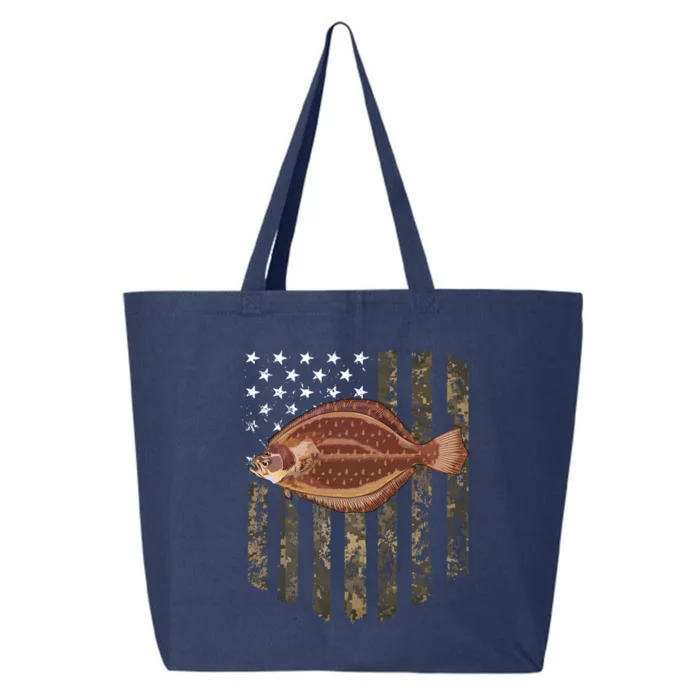 Camo American Flag Flounder Fishing 4th Of July Gift 25L Jumbo Tote