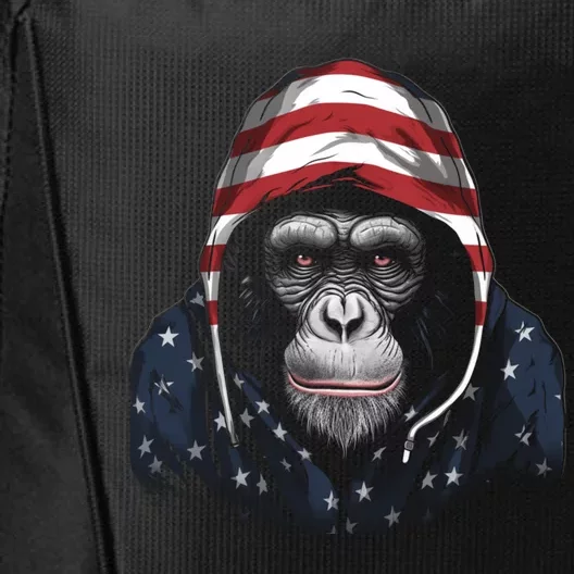 Chimpanzee American Flag USA Tee 4th July Gifts Graphic Tees City Backpack