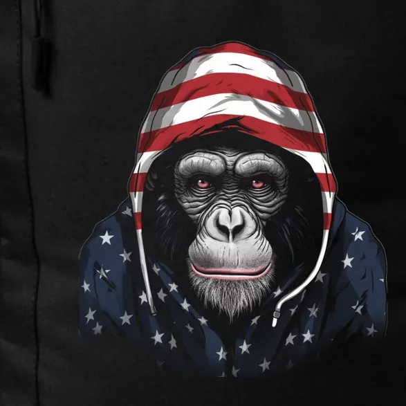 Chimpanzee American Flag USA Tee 4th July Gifts Graphic Tees Daily Commute Backpack