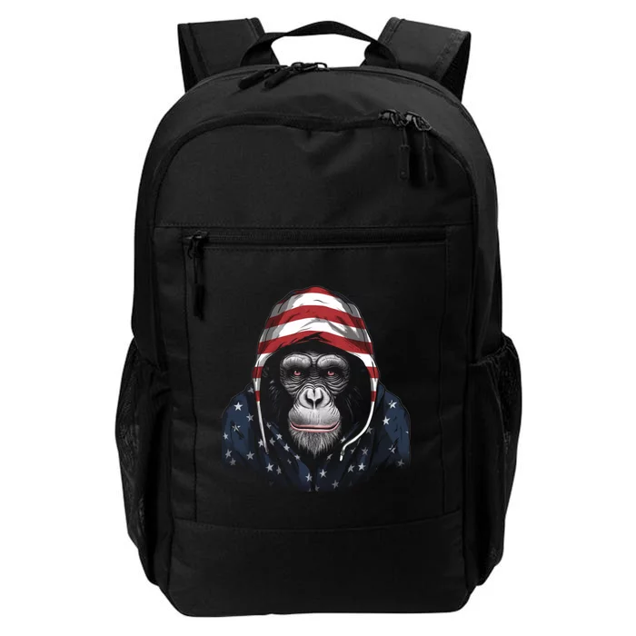 Chimpanzee American Flag USA Tee 4th July Gifts Graphic Tees Daily Commute Backpack