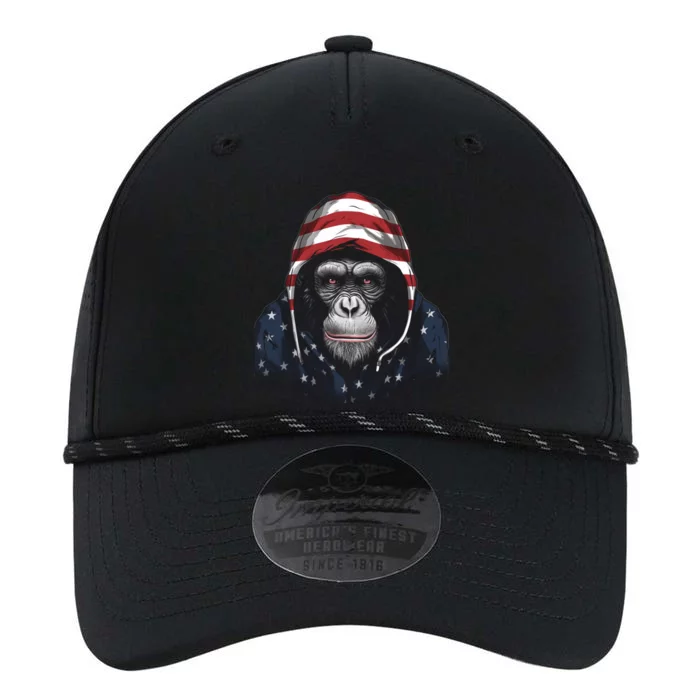 Chimpanzee American Flag USA Tee 4th July Gifts Graphic Tees Performance The Dyno Cap