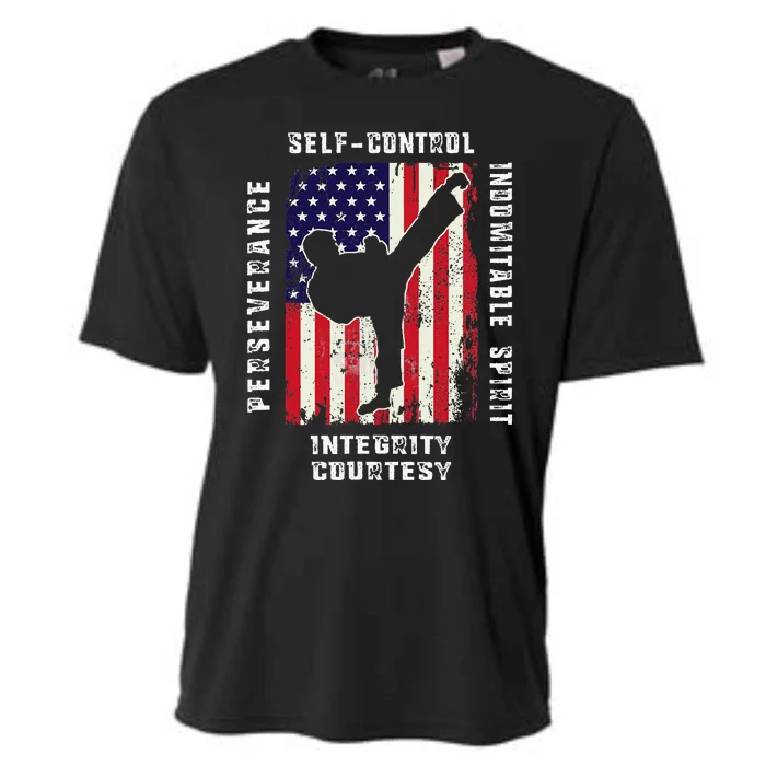 Cool American Flag Taekwondo Gift Tae Kwon Do Martial Arts Cooling Performance Crew T-Shirt