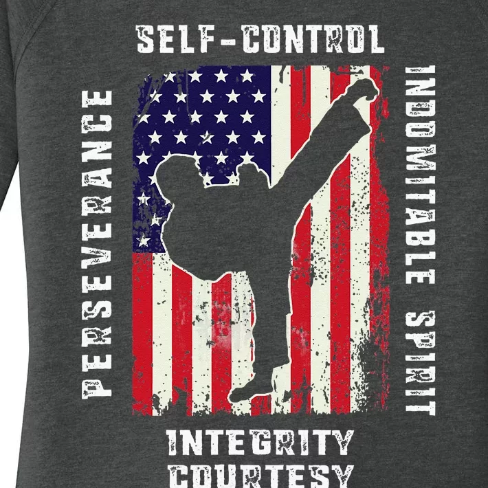 Cool American Flag Taekwondo Gift Tae Kwon Do Martial Arts Women's Perfect Tri Tunic Long Sleeve Shirt