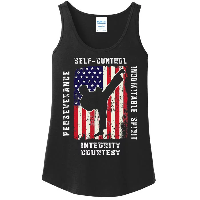 Cool American Flag Taekwondo Gift Tae Kwon Do Martial Arts Ladies Essential Tank