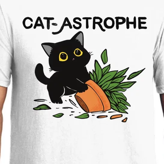 Cat Astrophe Funny Cute Black Cat Pajama Set