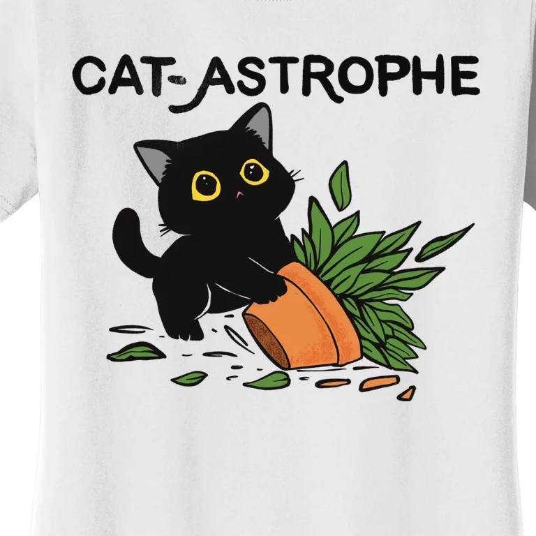 Cat Astrophe Funny Cute Black Cat Women's T-Shirt