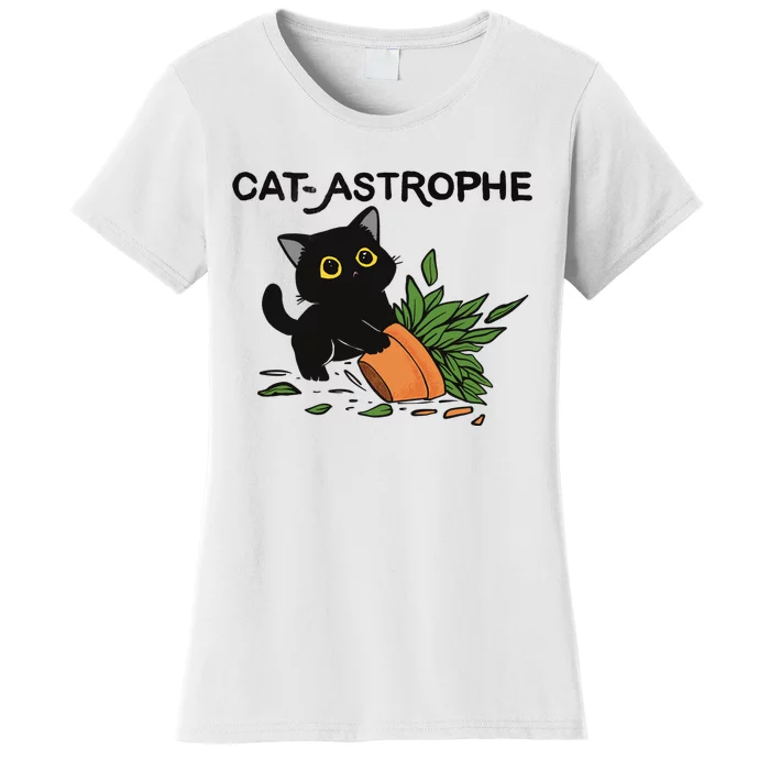 Cat Astrophe Funny Cute Black Cat Women's T-Shirt