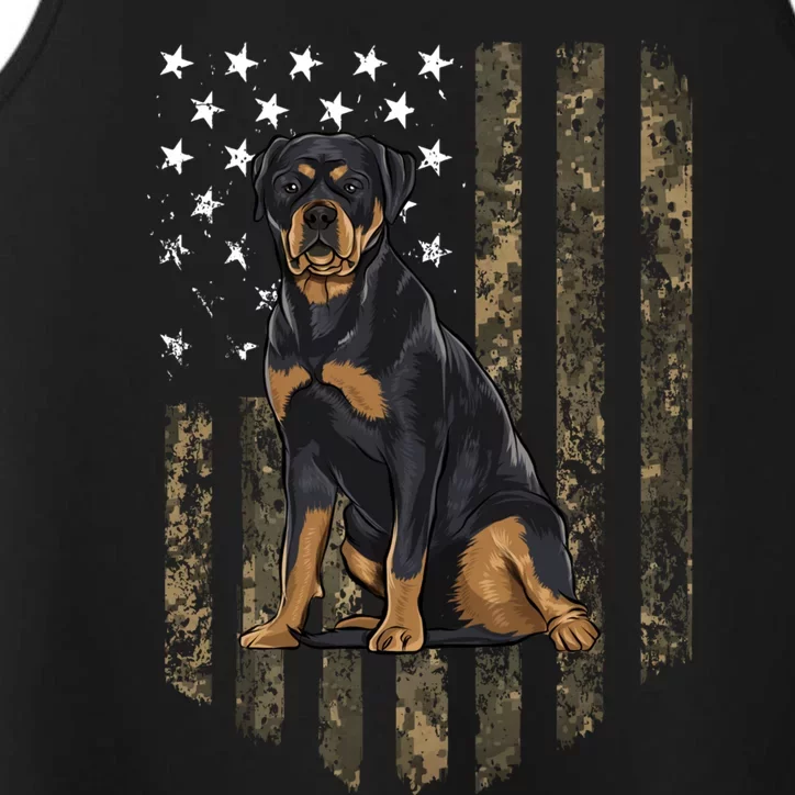 Camo American Flag Rottweiler 4th Of July USA Performance Tank