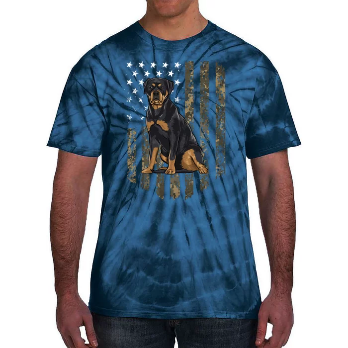 Camo American Flag Rottweiler 4th Of July USA Tie-Dye T-Shirt