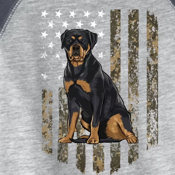 Camo American Flag Rottweiler 4th Of July USA Toddler Fine Jersey T-Shirt