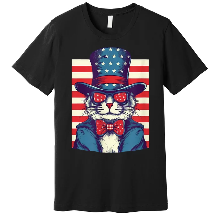 Cat American Flag Pride And Liberty On The Fourth Of July Premium T-Shirt