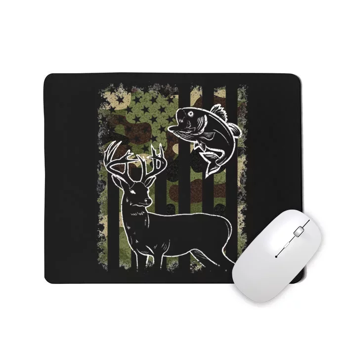 Camouflage American Flag Fishing Hunting Hunter Deer Fish Mousepad