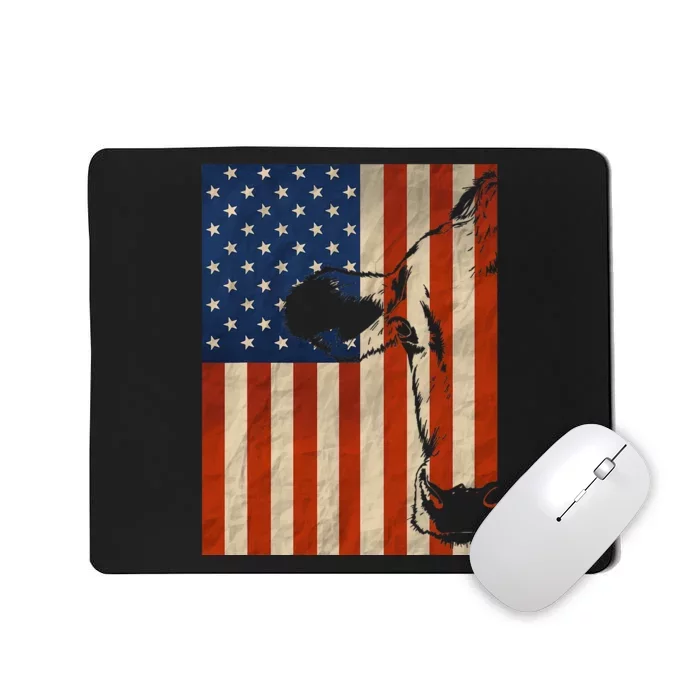 Cow American Flag Cattle Animal Lover Patriotic Gift Mousepad