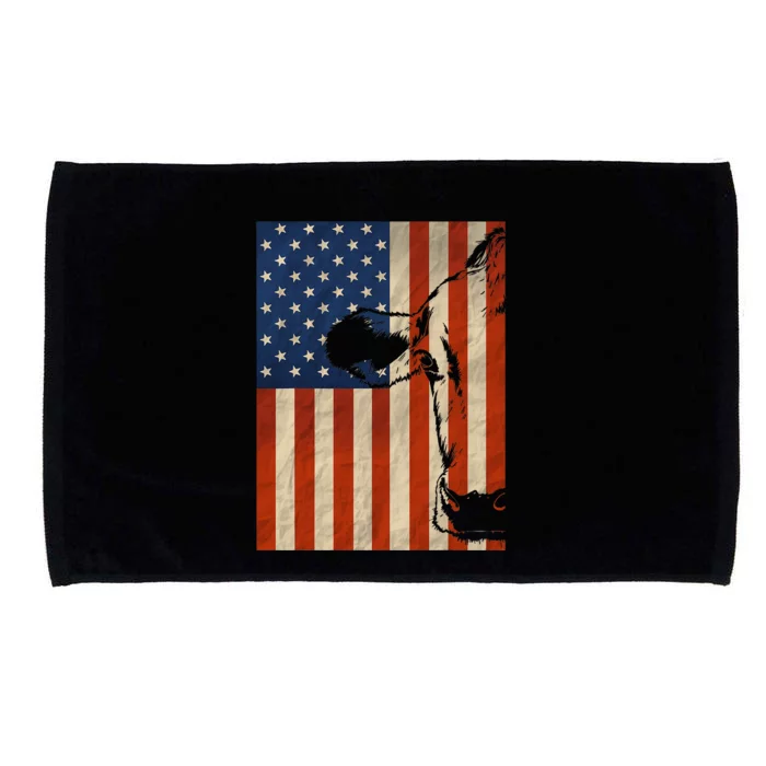 Cow American Flag Cattle Animal Lover Patriotic Gift Microfiber Hand Towel