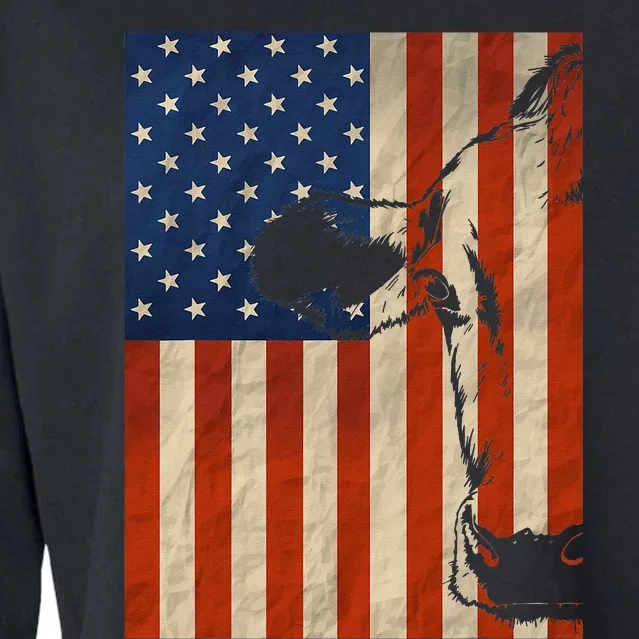 Cow American Flag Cattle Animal Lover Patriotic Gift Cropped Pullover Crew