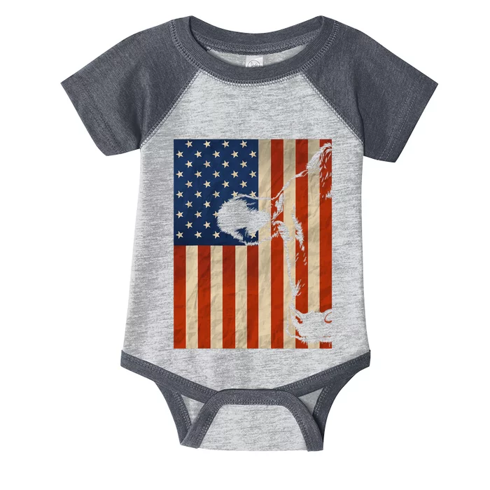 Cow American Flag Cattle Animal Lover Patriotic Gift Infant Baby Jersey Bodysuit