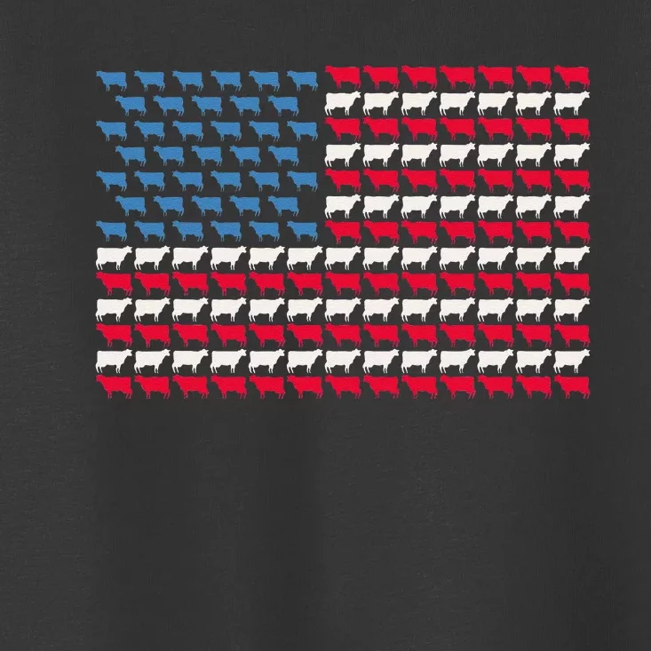 Cow American Flag Heifer US 4th Of July Farm Cattle USA Gift Toddler T-Shirt