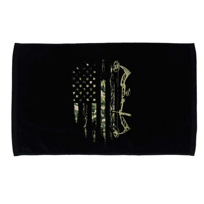 Camo American Flag Bowhunting Bow Archery Deer Hunting Gift Microfiber Hand Towel