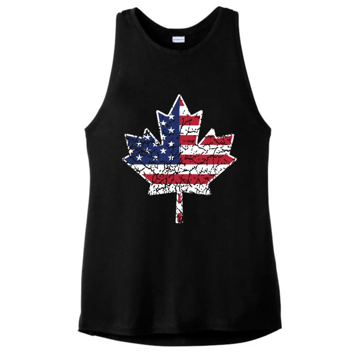 Canadian American Flag Shirts Canada And US Flag Gift Ladies Tri-Blend Wicking Tank