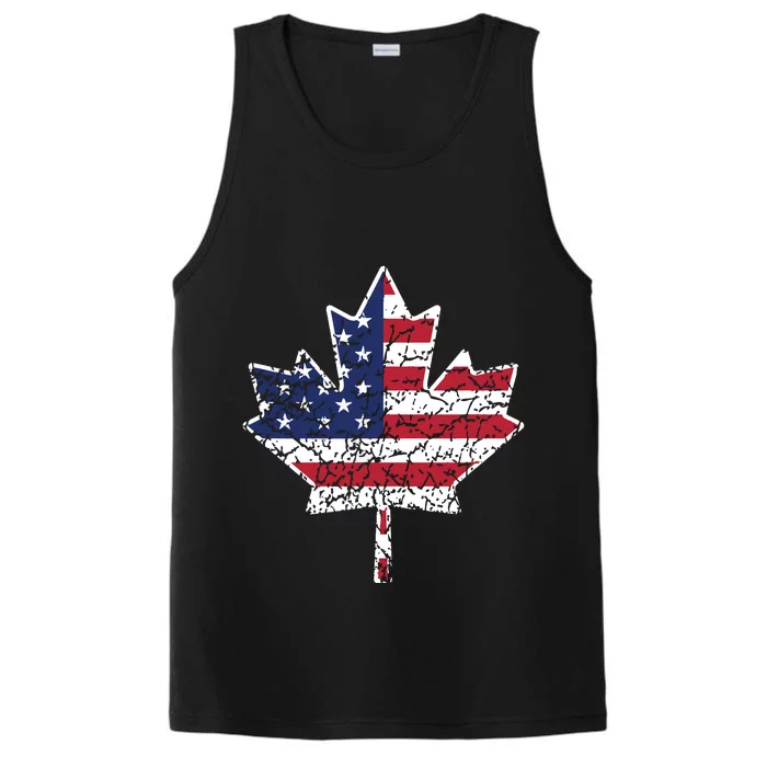 Canadian American Flag Shirts Canada And US Flag Gift Performance Tank