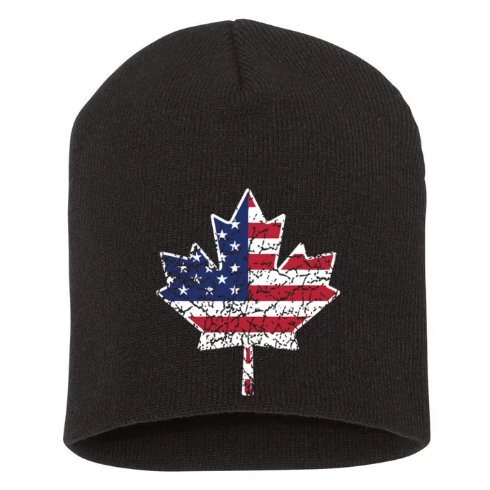 Canadian American Flag Shirts Canada And US Flag Gift Short Acrylic Beanie