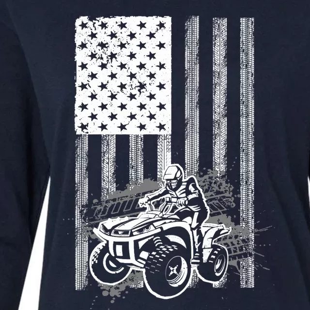 Cool ATV For Quad Racing Squad USA Flag 4 Wheeler Premium Womens Cotton Relaxed Long Sleeve T-Shirt