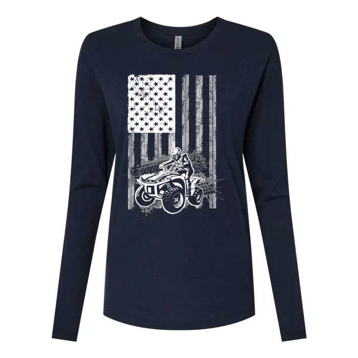 Cool ATV For Quad Racing Squad USA Flag 4 Wheeler Premium Womens Cotton Relaxed Long Sleeve T-Shirt