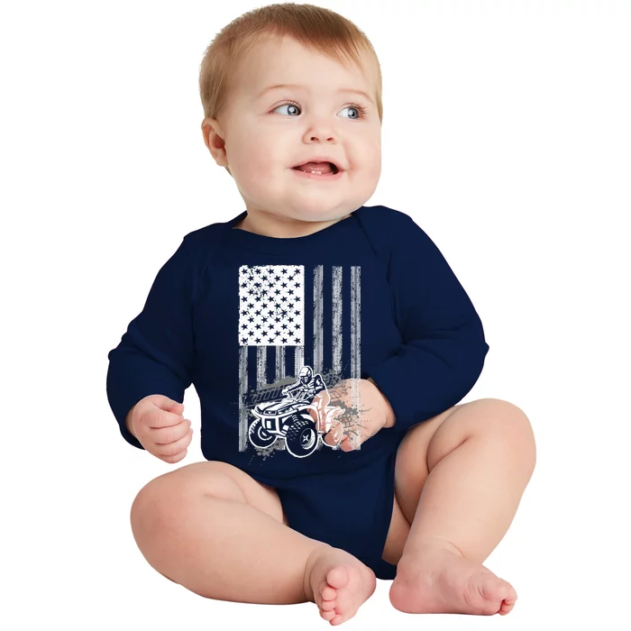 Cool ATV For Quad Racing Squad USA Flag 4 Wheeler Premium Baby Long Sleeve Bodysuit