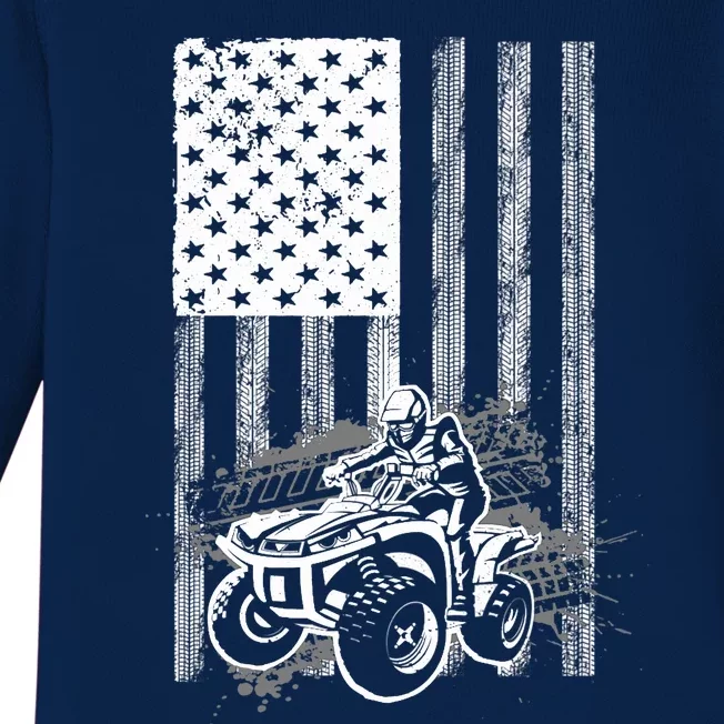 Cool ATV For Quad Racing Squad USA Flag 4 Wheeler Premium Baby Long Sleeve Bodysuit