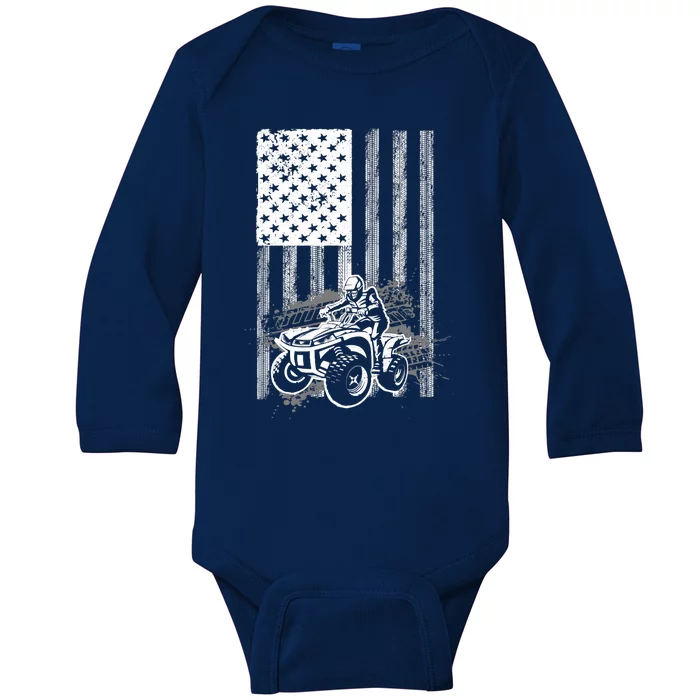 Cool ATV For Quad Racing Squad USA Flag 4 Wheeler Premium Baby Long Sleeve Bodysuit