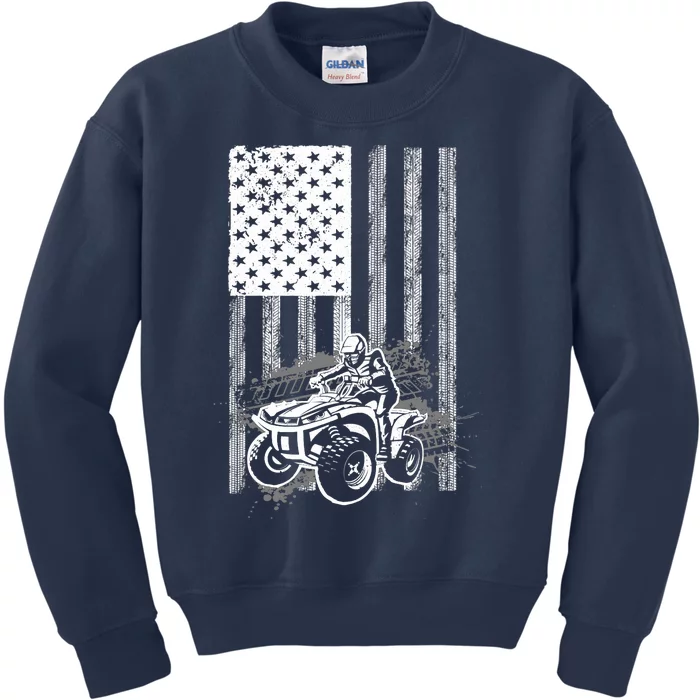 Cool ATV For Quad Racing Squad USA Flag 4 Wheeler Premium Kids Sweatshirt