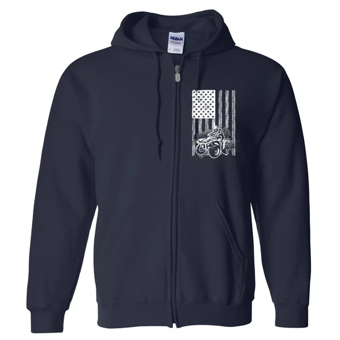 Cool ATV For Quad Racing Squad USA Flag 4 Wheeler Premium Full Zip Hoodie