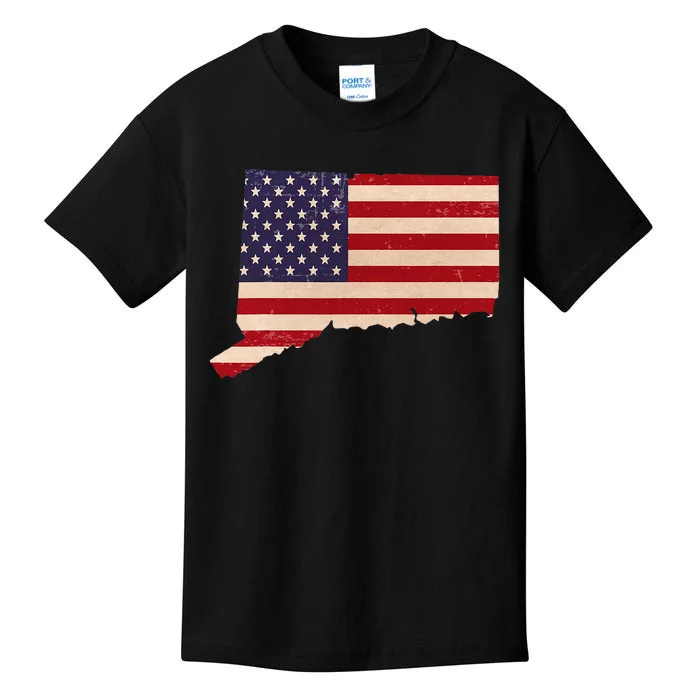 Connecticut American Flag Vintage Kids T-Shirt