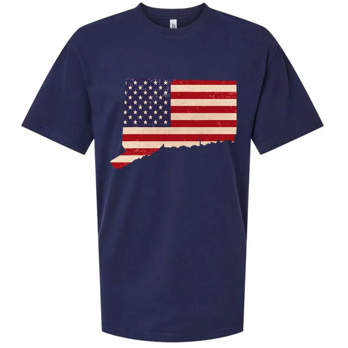 Connecticut American Flag Vintage Sueded Cloud Jersey T-Shirt