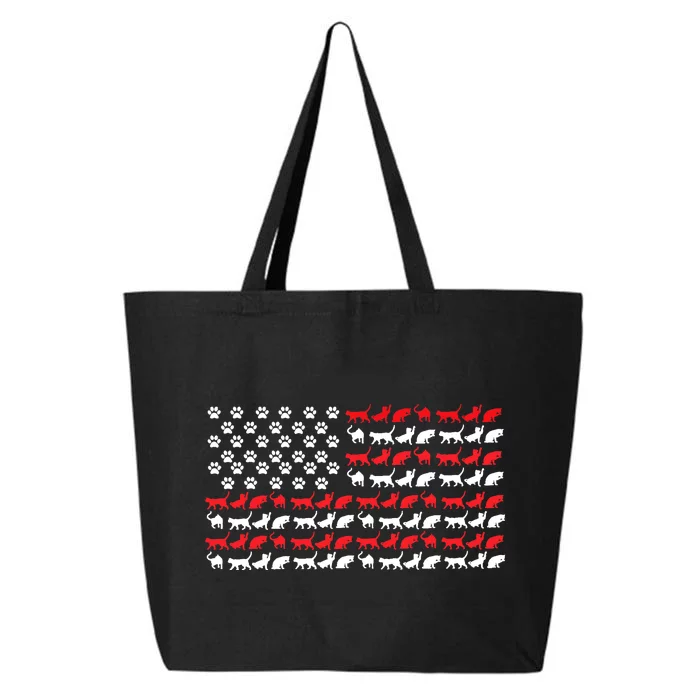 Cat American Flag USA Paws Patriotic 25L Jumbo Tote